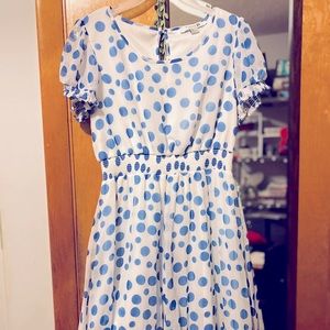 Forever 21 medium sized white dress with blue dots.
